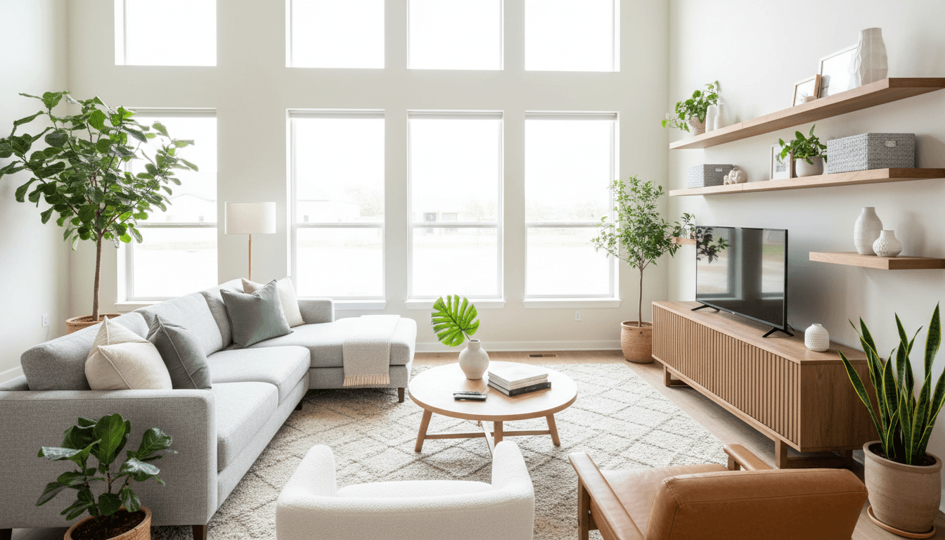 A cozy living room with decor pieces from Harris Home Decor